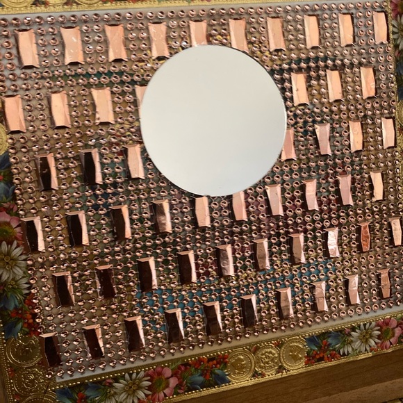 Rose Gold and Black Dress Box Purse with Black Handle, Mirror Inside - Picture 11 of 15